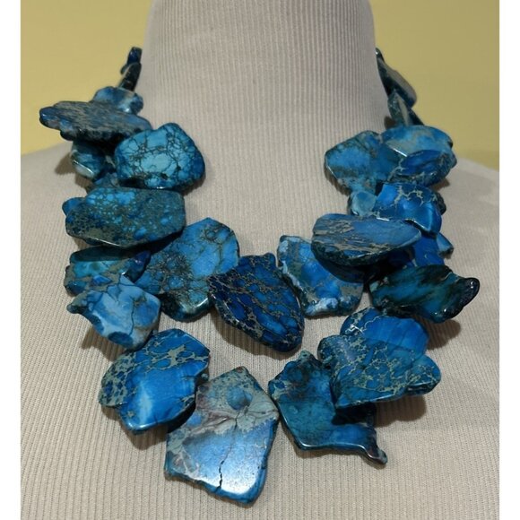 Lucas Lameth Jewelry - LUC Lucas Lameth Chunky Blue Jasper Necklace .925 Sterling Silver Heavy Boho